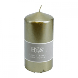 H&S stumpfe Kerze gold 7 x 14 cm