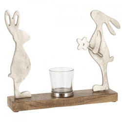 J-Line Bild Teelichthalter Kaninchen silber 28 cm