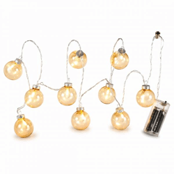 J-Line Lichterkette LED auf Batterie Glaskugeln amber 165 cm