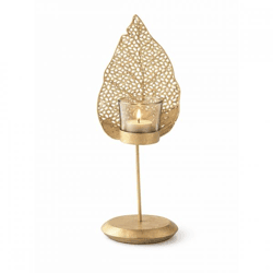 J-Line Teelichthalter Leaf gold 28 cm