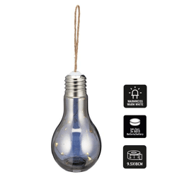 LED Birne m. Hanfkordel, grau,kl, 5 LED, 18cm h