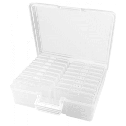 Nicrulp Foto-Aufbewahrungsbox transparent mit Tragegriff, Kartenorganizer