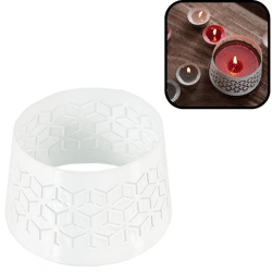 (R) Ersatzkappe für Kerzen Geometrisch weiß 8,5 cm.