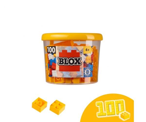 Simba 104114110 - Blox 100 gelbe 4er Bausteine in Dose (Androni)