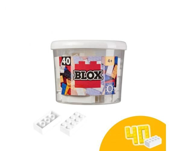 Simba 104118890 - Blox 40 wei&szlig;e 8er Bausteine in Dose (Androni)