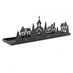 Spetebo Tablett Weihnachten Skyline Metall schwarz 35 cm