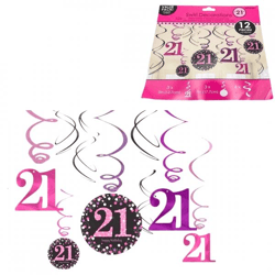 Spirale Anhänger Happy Birthday 21 Jahre 61 cm Satz von 12