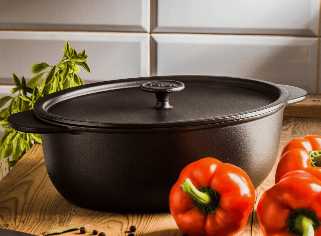 Tefal Gusseisen Cocotte 31 cm mit Deckel für Induktion, ideal zum Schmoren und langsamen Garen mit gleichmäßiger Hitzeverteilung