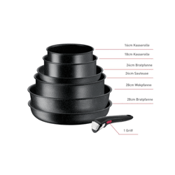 Tefal Ingenio 7-teiliges Set für Induktion mit Crêpepfanne, Pfanne, Kasserolle und Zubehör, vielseitig und platzsparend für die Küche