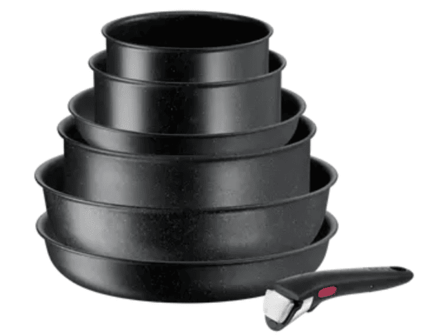 Tefal Ingenio 7-teiliges Set für Induktion mit Crêpepfanne, Pfanne, Kasserolle und Zubehör, vielseitig und platzsparend für die Küche
