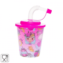 3D-Becher mit Strohhalm Prinzessin 250 ml
