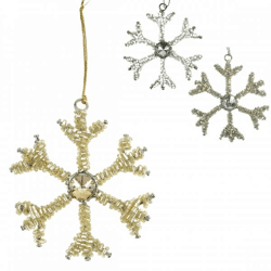 Anhänger Schneeflocke Perlen 8 cm 3 sortiert
