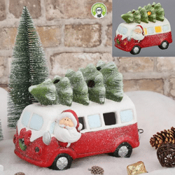 Bus with Christmas tree with LED light, approx. 21cm