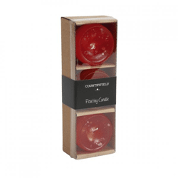 Countryfield schwimmende Kerze Bollie rot 5 cm Satz von 3