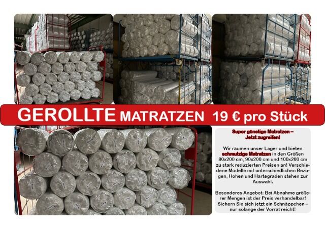 Retoure Matratzen mit schmutzigen Bezug - GEROLLT, verschiedene Größen und Modelle