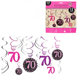 Spirale Anhänger Happy Birthday 70 Jahre 61 cm Satz von 12