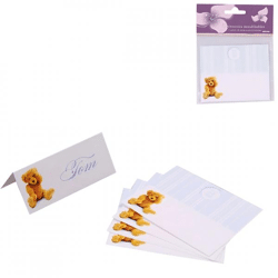 Tischkarten Baby Shower Teddybär blau 10 cm 5 Stk.