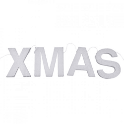 Buchstabengirlande XMAS silber horizontal 85 cm
