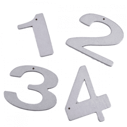 Dekoration Buchstaben 1,2,3,4 silber 6 cm