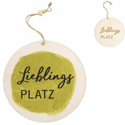 Hanging decoration Lieblings Platz wood 20 cm 2 assorted