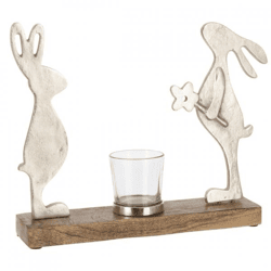 J-Line Bild Teelichthalter Kaninchen silber 28 cm