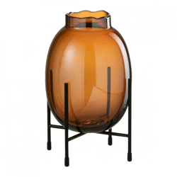 J-Line Vase auf Ständer Rauchglas braun 24 cm