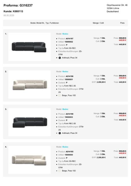 Furniture package at a super price Modern corner sofas promotion in various models