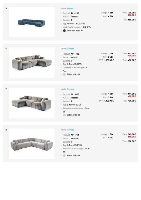 Furniture package at a super price Modern corner sofas promotion in various models