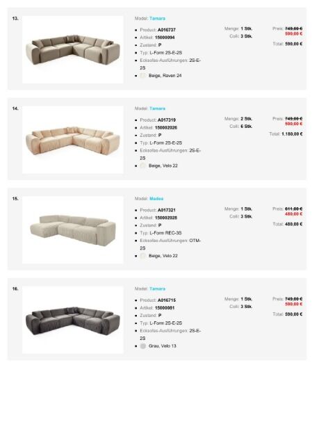 Furniture package at a super price Modern corner sofas promotion in various models