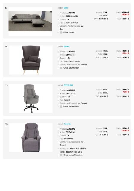 Möbelpaket zum Superpreis, Ecksofas Wohnlandschaften Betten Sessel Schlafsofas Teil 1