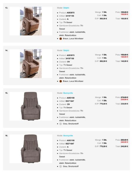 Möbelpaket zum Superpreis, Ecksofas Wohnlandschaften Betten Sessel Schlafsofas Teil 1
