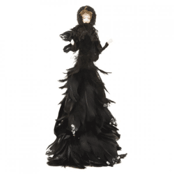 Statue Feder Engel schwarz 50 cm