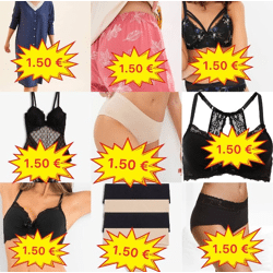 1,50 €/Stk. Damenwäsche-Mix aus BHs, Tops, Slips, Strings, Pyjamas und Bademode, Größen XS-XXXL, ab 5000 Stück
