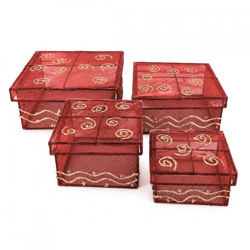 Dekotablett mit Deckel bordeaux 20 cm 4er Set