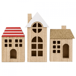 Figuur huizen 21 cm set van 3