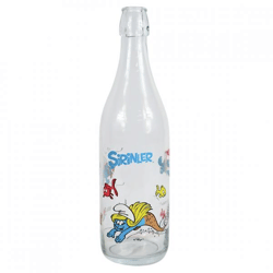 Glasflasche mit Schlümpfen 1 Liter