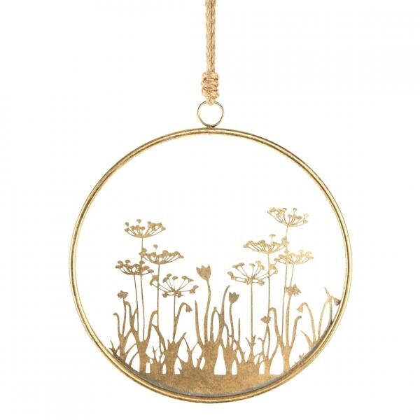 Anhänger Ring Blumen Metall goldfarbig 41 cm
