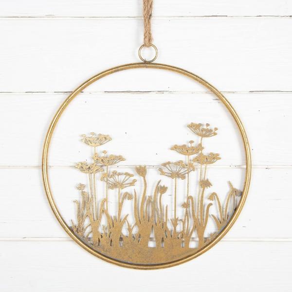 Anhänger Ring Blumen Metall goldfarbig 41 cm