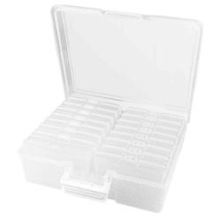 Nicrulp Foto-Aufbewahrungsbox transparent mit Tragegriff, Kartenorganizer