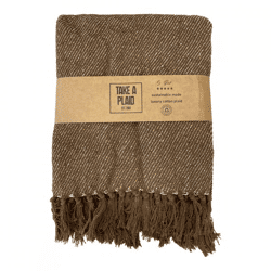 Take a Plaid 17 recycelte Baumwolle braun 125 x 150 cm
