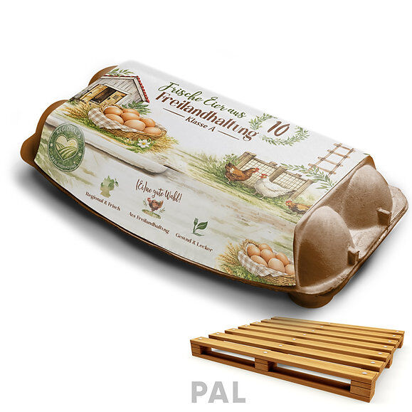 10er Premium Eierschachtel Freilandhaltung + Innendruck -PAL-