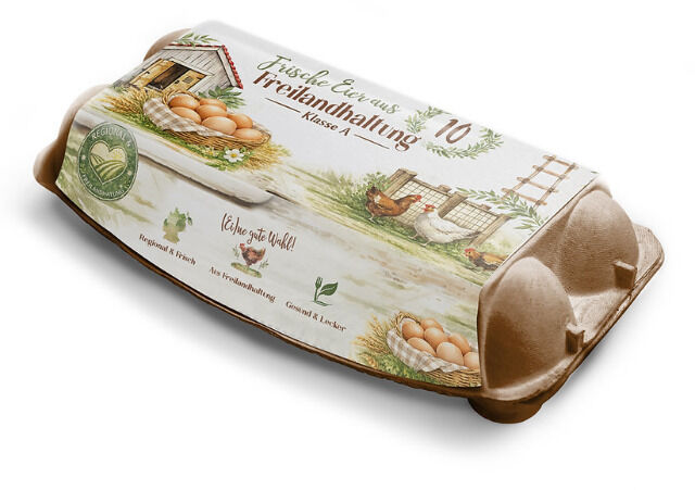 10er Premium Eierschachtel Freilandhaltung + Innendruck -PAL-