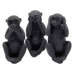 Beeld Apen horen zien zwijgen zwart 12 cm set van 3
