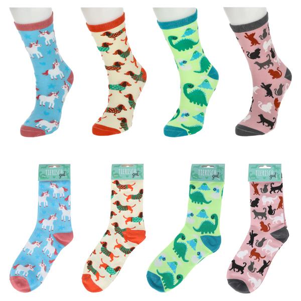 Ladies socks animals 4/s