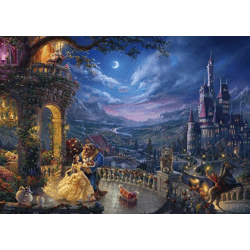 Disney, Beauty and the Beast, Dance in the Moonlight - 1000 piece jigsaw puzzle (Thomas Kinkade)