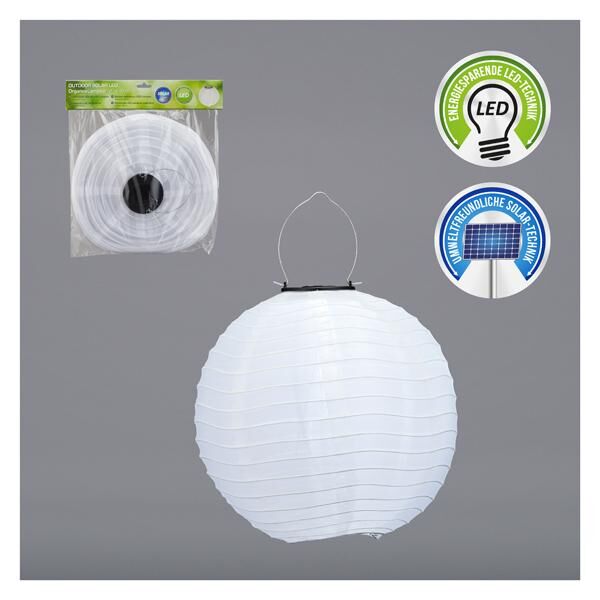 LED Solar Lampion OUTDOOR, wei&szlig;, gr, 30cm