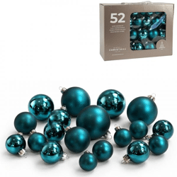 Glass baubles blue 7 cm 52 pieces