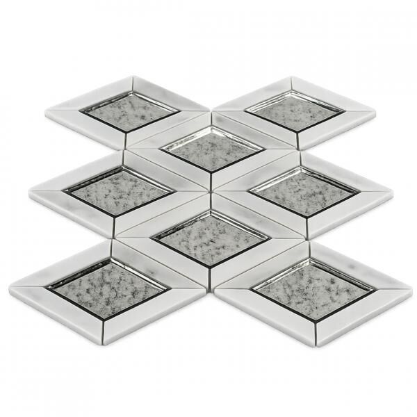 PTMD Exklusive Mosaikfliese Marmor/Silber Spiegel 30 x 33 cm Satz von 10