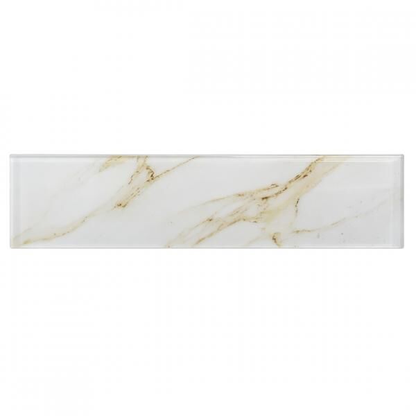 PTMD Exklusive Fliese 1 M2 Glasmarmor weiß/gold 7,5 x 30 cm 44 Stück