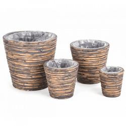 Flower pot Miguel rattan brown 27 cm set of 4